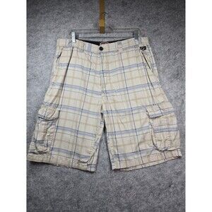 Phat Farm Mens Cargo Shorts Multicolor Mens 34  Plaid Baggy Y2k Cotton